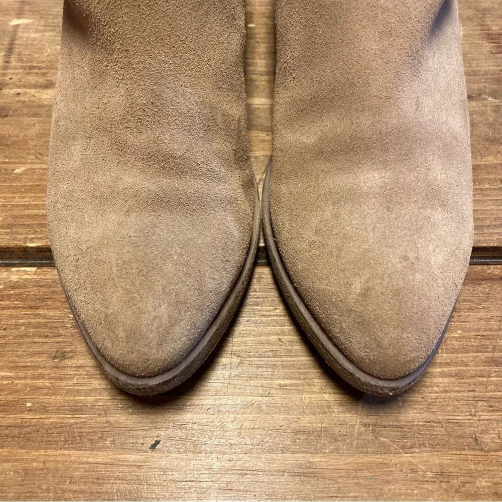 Frye Ray Western Booties Shootie Ankle Boots Size 6 Tan Leather Silver Buckles